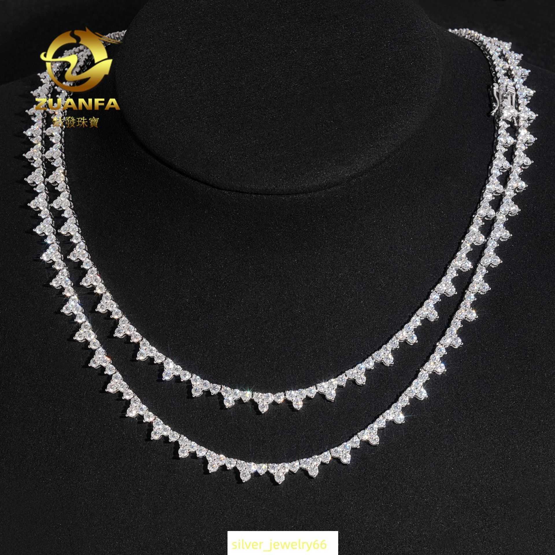 Diamond hair new 925 silver moissanite tennis chain 2.5mm hip-hop three claw bracelet necklace HipHop