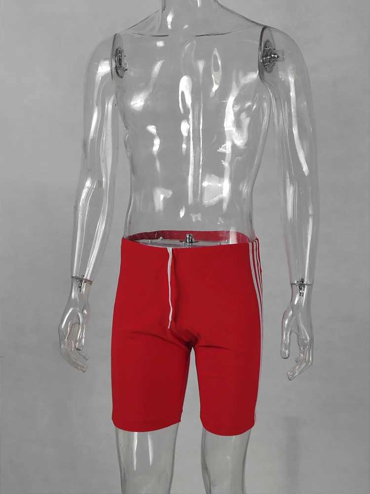 Private custom mens tight fitting low waist boxer black and white swimming trunk fast drying W250214