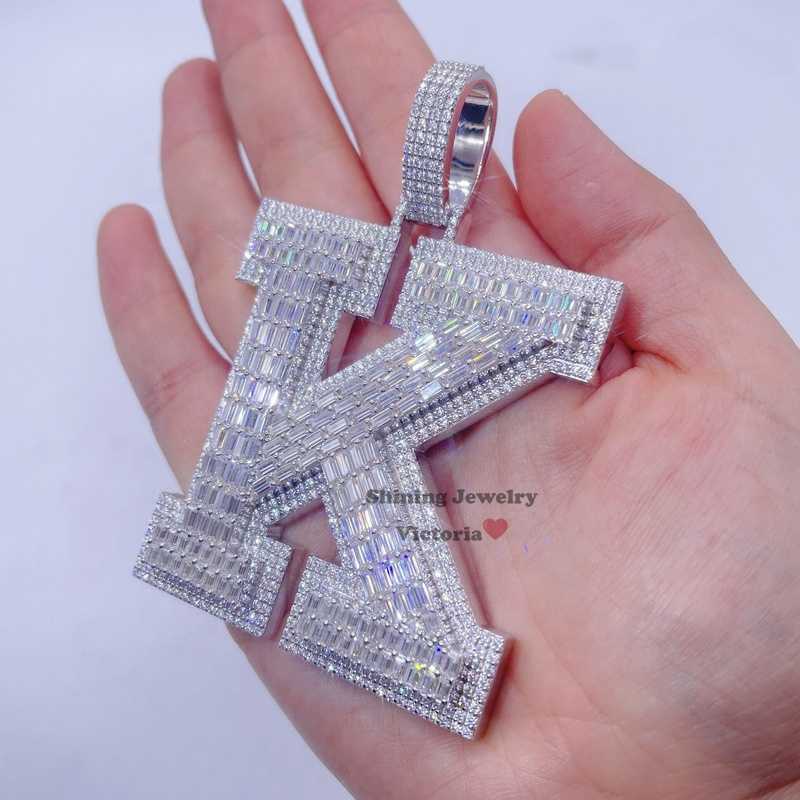 Hip Hop Iced Out 13MM Cuban Chain VVS Moissanite Custom 3D Initial Pendant