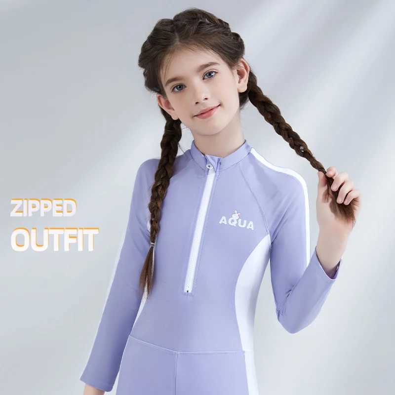 AquaPlay One-Piece Swimsuit for Children Hooded Quick Drying Sports Swimwear Fitness Beach Swimming Surfing Clothes Diving Z250214
