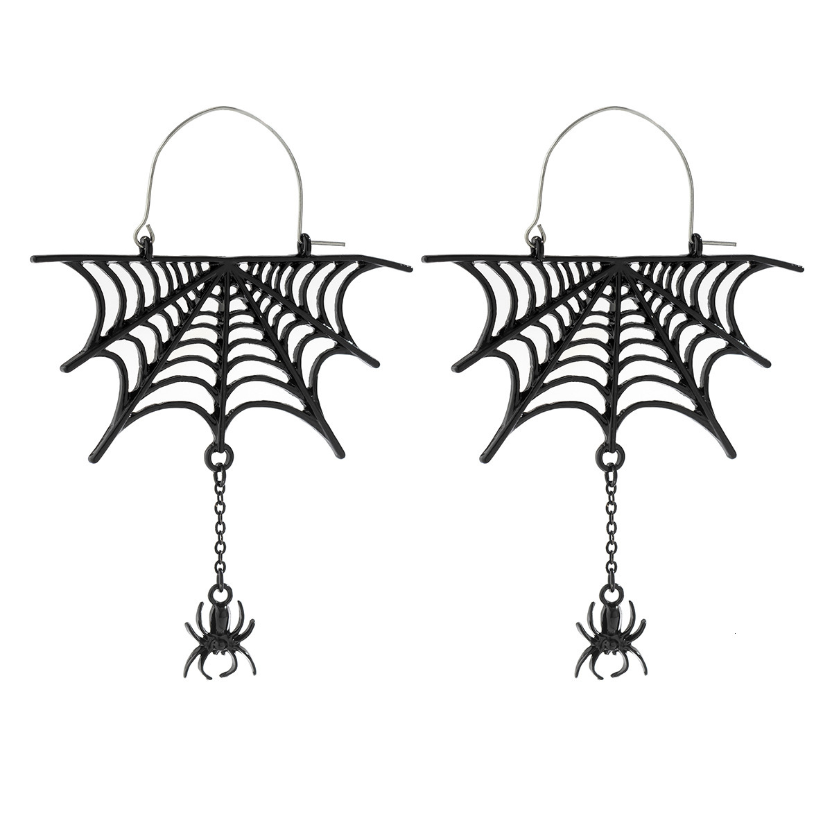 fashion Jewelry Dark Wind Web Hollow Tassel Halloween Spider Punk Gothic Woman Earrings