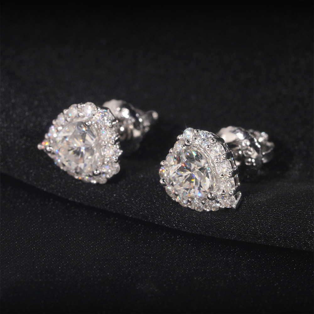High end jewelry oval hip-hop earrings 925 silver moissanite tested Gra certified earrings