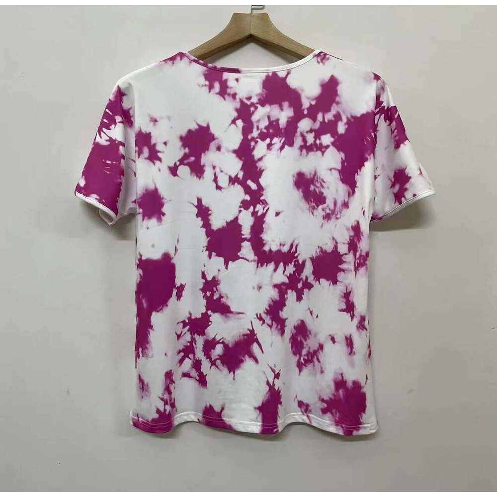 Plus-Size Fashion Printed T-Shirt V-Neck Short-Sleeved T-Shirt Women's Plus-Size Clothing