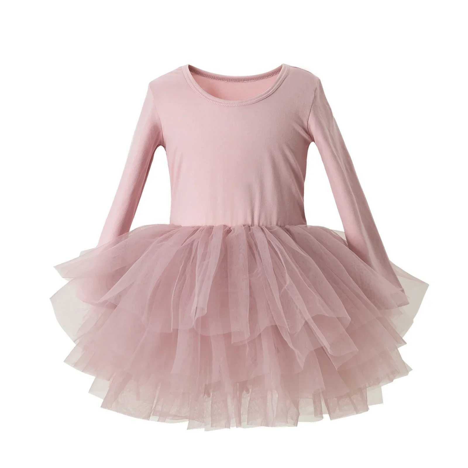Girl Ballet Tutu Dress Fashion Kids Dancing Par Long Sleeve Vest Dress Performance Costume Princess Wedding Girl Dress L011 Z250214