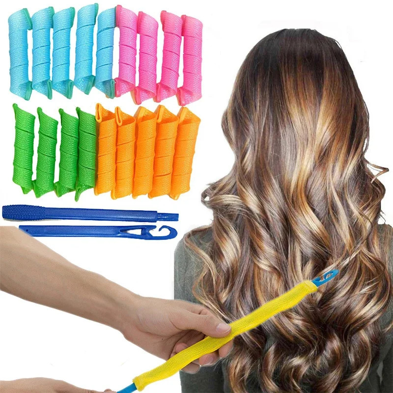 Hair Curler Heatless Hair Rollers Curler Curling Tongs Headband Rods Curls Sleeping Soft Waves Formers No Heat Curls Modeler 250214