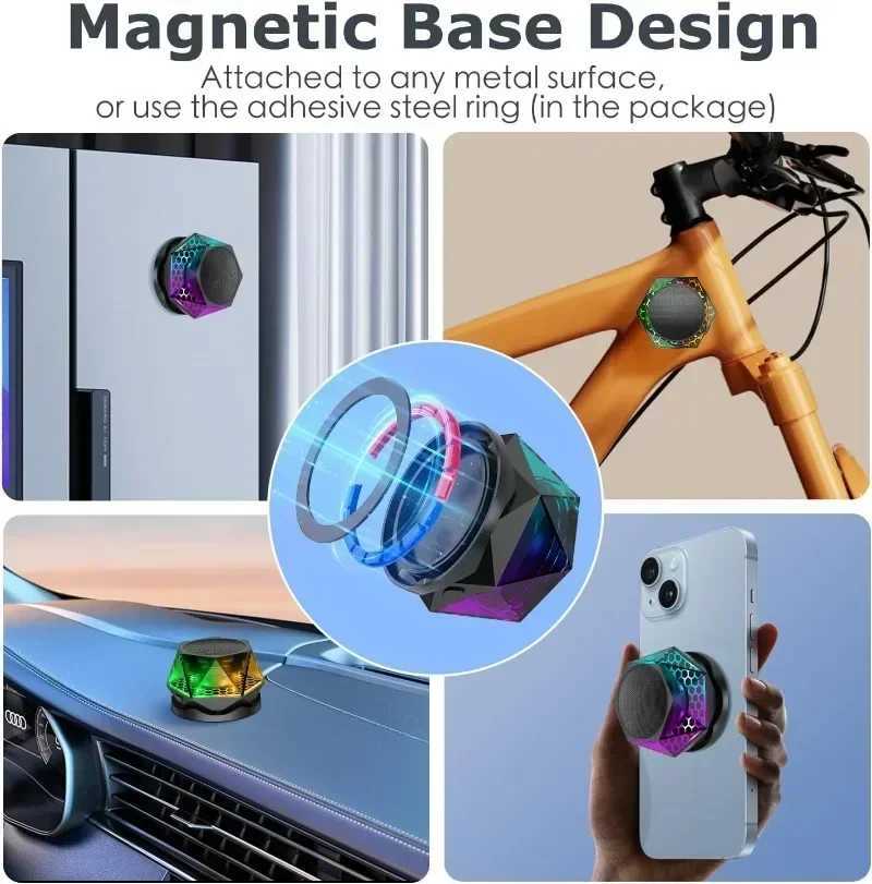 Diamond Wireless Speaker Small Speaker RGB Color Light for iPhone Android TWS Pairing Portable Magnetic Phone Stand Z250214