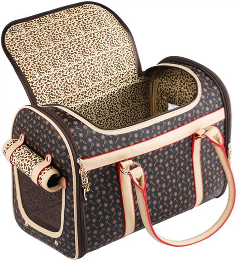 Pet Carrier, Puppy Small Dog Carrier, Dog Handbag, Waterpro of Foldable PU Leatherr Carrying Handbag with Breathable Mesh for Outdoor Travel Walking S