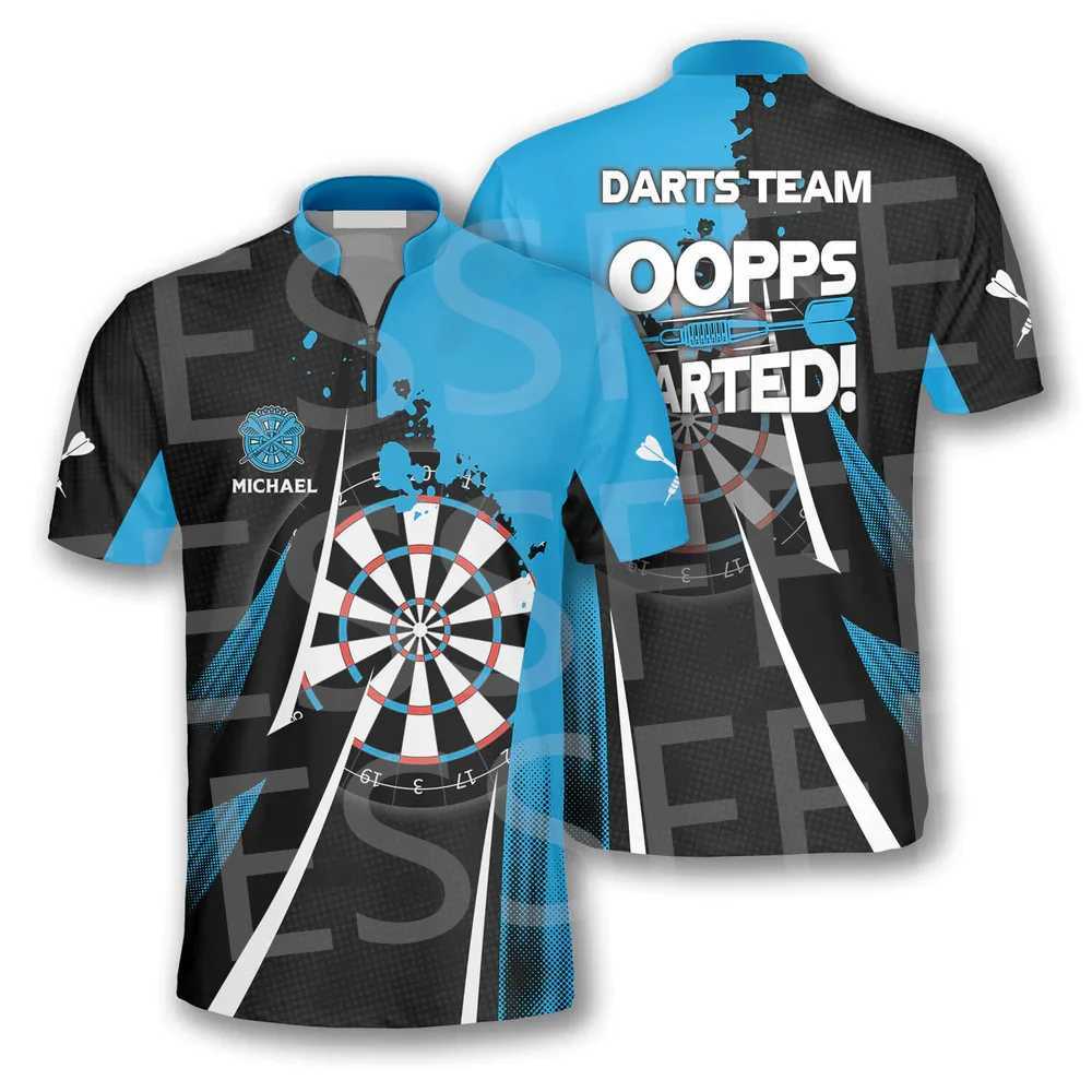 Men's T-Shirts Name Darts Jersey Sports Player Tattoo 3DPrint Summer Casual Funny Zipper Polo Shirts Strtwear Short Slves T-Shirts W H25213
