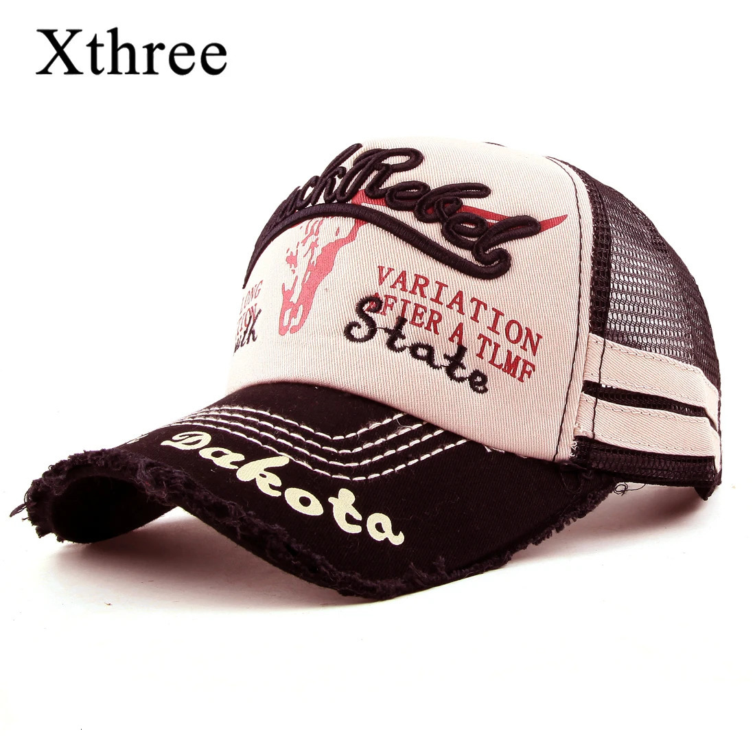 Xthree summer baseball cap mesh womens snap cap mens bone skeleton hip-hop casual Gorra adjustable cotton cap 250213