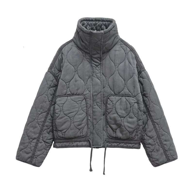 ETJ Autumn/Winter 2024 New traf Women's Wash Lyocell soft high collar clip cotton jacket ZW series loose coat
