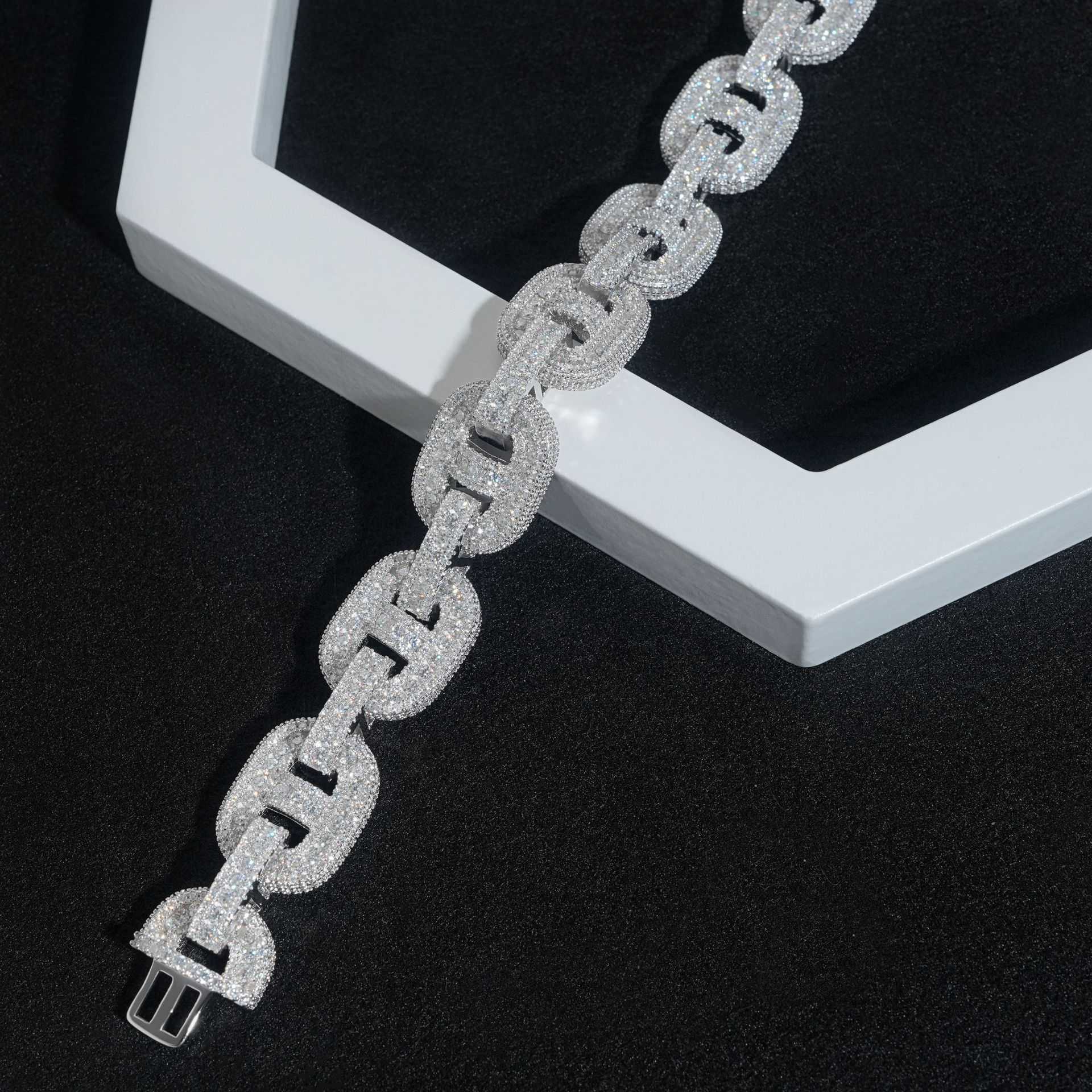 Diamond Hair Selection 15mm Bazin Chain S925 Silver Moissanite Mens Hip Hop Necklace Personalized Bracelet