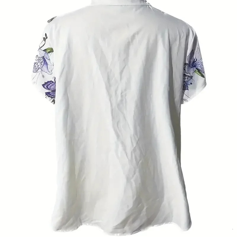 Plus Size 1XL5XL Womens Fashion Blouse Shirt Ladies Casual Short Sleeve Buttons Blouse For Spring and Autumn 250121