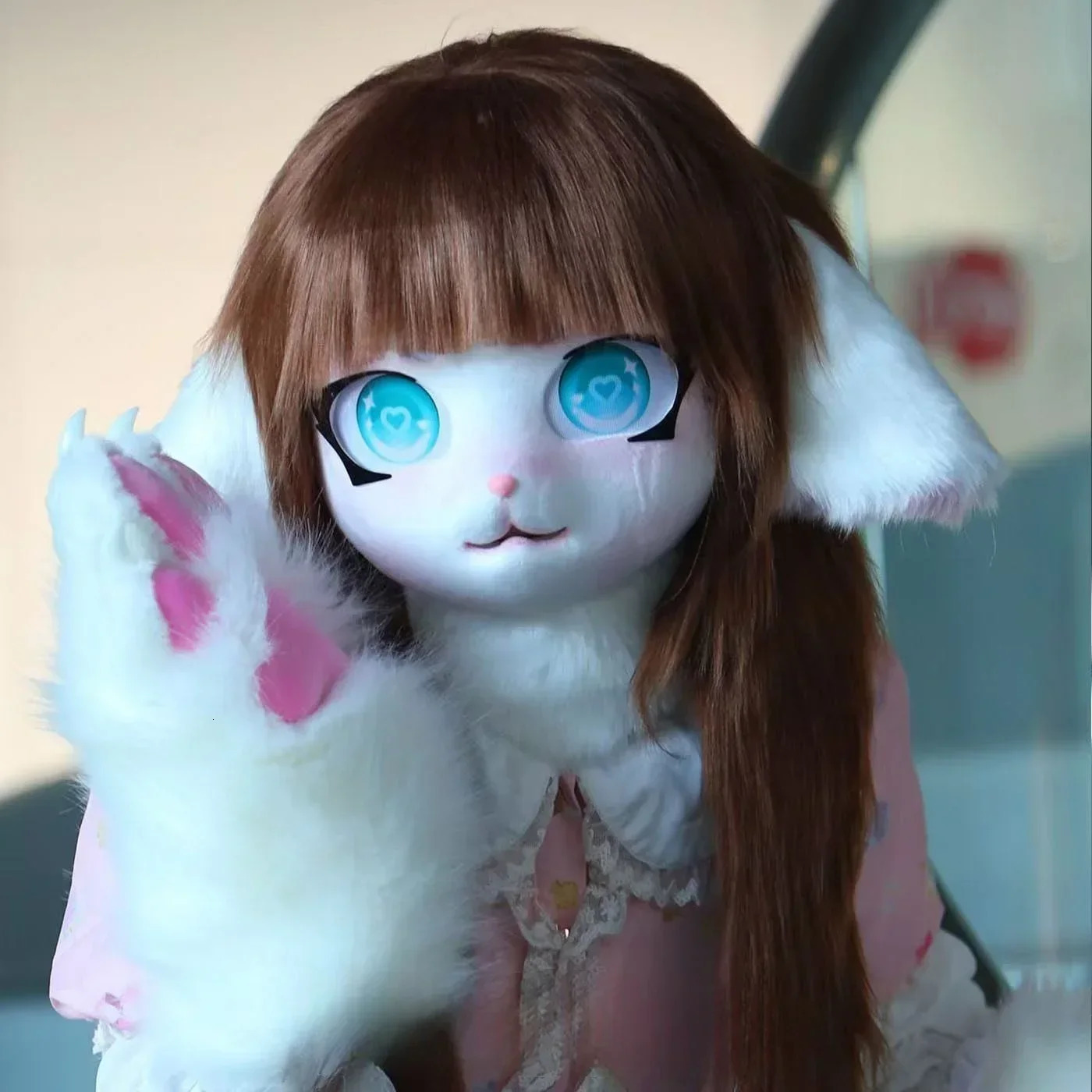 Furry Kigurumi Head Base Cosplay Costume Rabbit Doll Cat Kig Head Mask Headset Party Animal Costume Performance Prop Kid Gift 250213