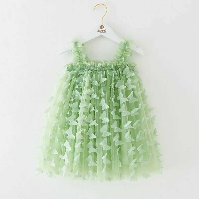 Sweet Dresses For Girls Fashion ButterflyFlower Embroidery Mesh Halter Ball Gown Baby Girl Dress Clothes Par Princess Frock Z250214