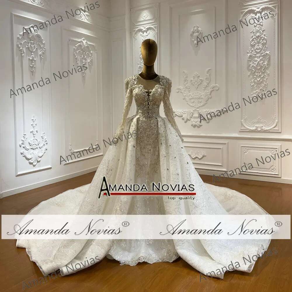 Custom Amanda New Design Long Sleeves 2 in 1 Mermaid Bridal Dress