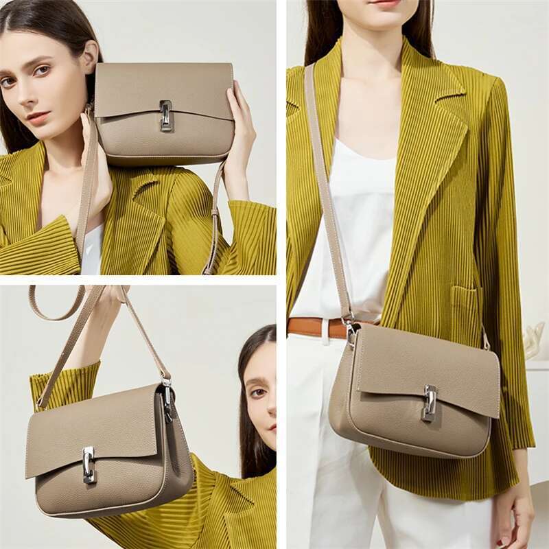 Toptrends Genuine Leather Square Small Shoulder Crossbody Bags For Women 2024 Trend Designer Flap Purses Cowhide Ladies Handbags