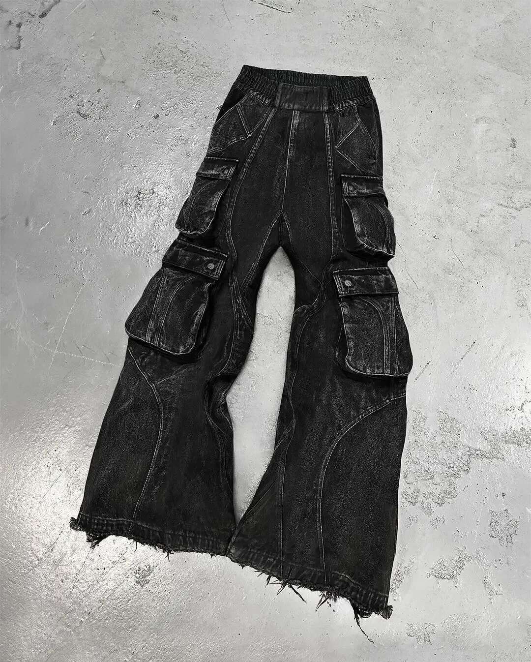 High Waisted Baggy Jeans For Men And Women Wide Leg Pants Punk Multi-Pocket Haruku Washed Hip-Hop New Heavy Industry