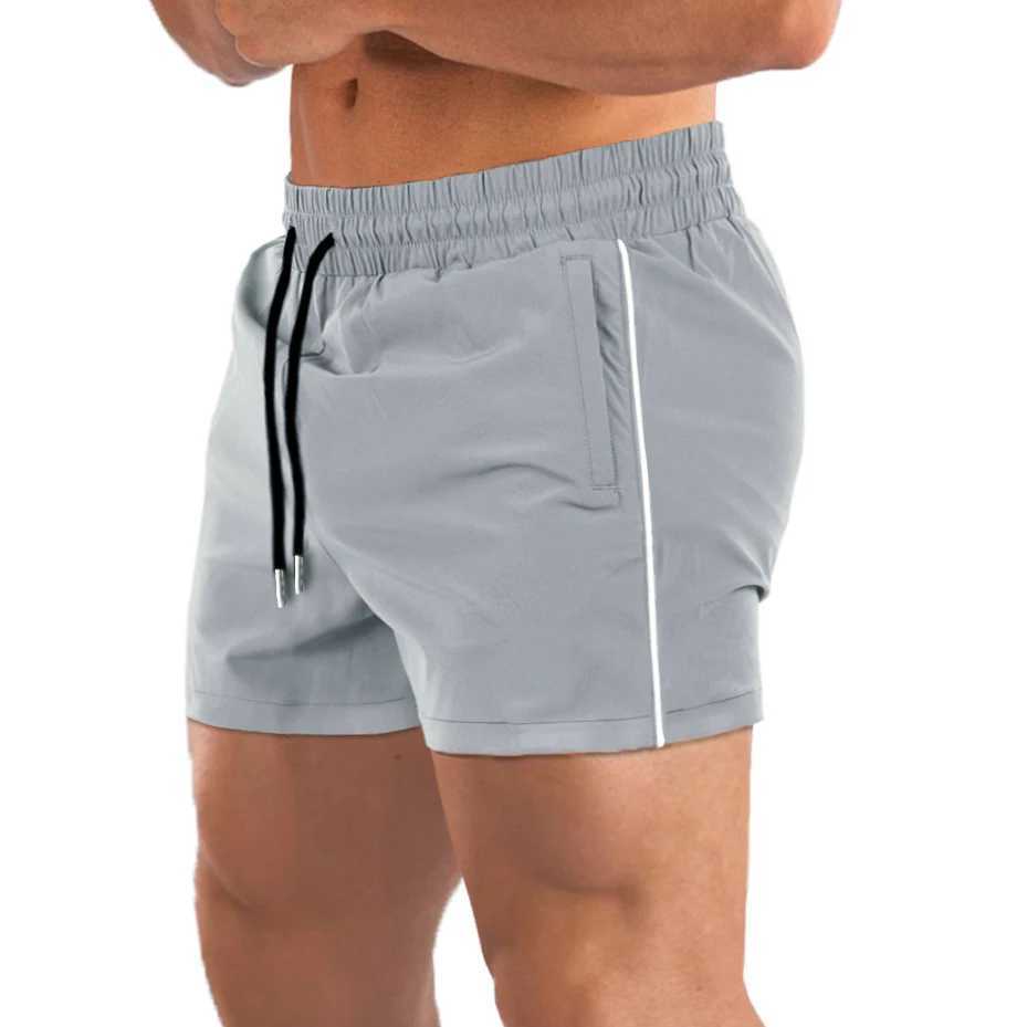 Slim Fit Shorts for Men Sports Gym Fitness Workout Jogger Light Weight Short Pants with Zipper PocketsXJ250213