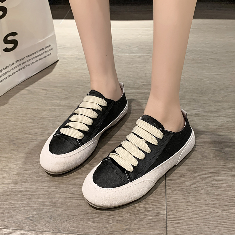 Women Casual Shoes Simple Leisure Style Versatile Thick Sole Lace-up Triple Black White Silver Green Pink Free shipping