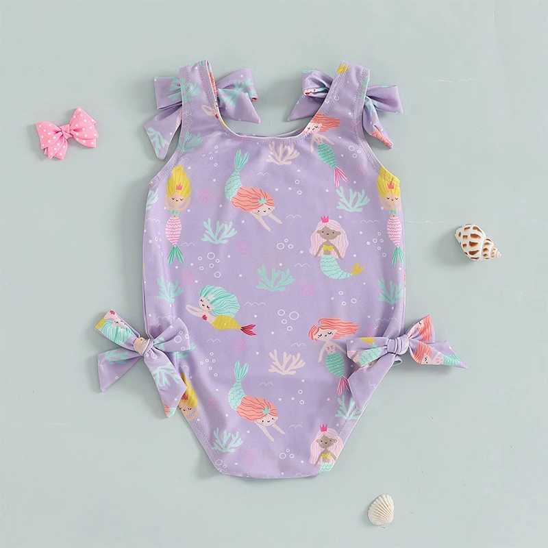 Toddler Girl Swimsuit Animal Print Sleeveless U-Neck Swimsuit Summer Baby Purple Bikini Swimsuit Z250214