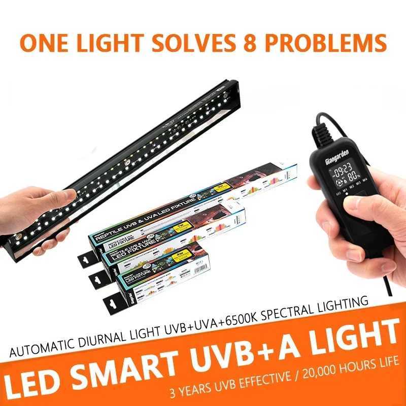 UVA+UVB Reptile Intelligent Spectrum LED Light Urtle Lizard Snake Reptiles Breeding Box Lighting Supplies Adjustable UVB Lights Z250214