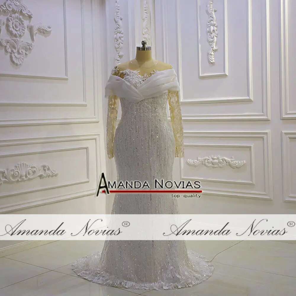 Mermaid sequin dress elegant full lace long sleeves 2 in 1 AM1422