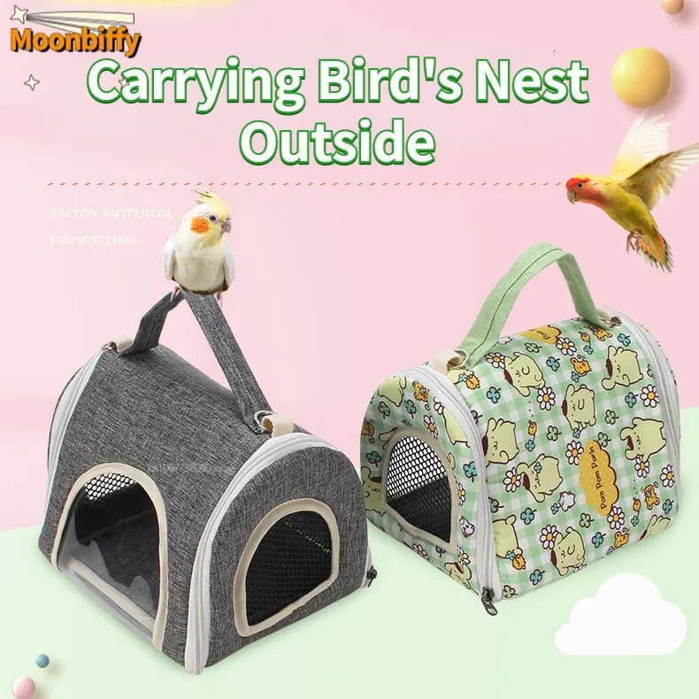 Pet Parrot Portable Bag Lightweight Bird Backpack Rattan Plush Folding Parrot Cage Outdoor Transport Accessories for Parrot 250206