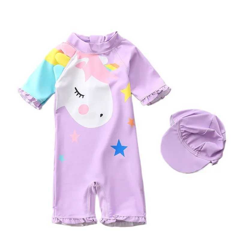Happyflute New 7-24kg Boy Girls One-Piece Long Sleeve Swimsuit Cute Baby Princess Swim Cloth For Summer Z250214