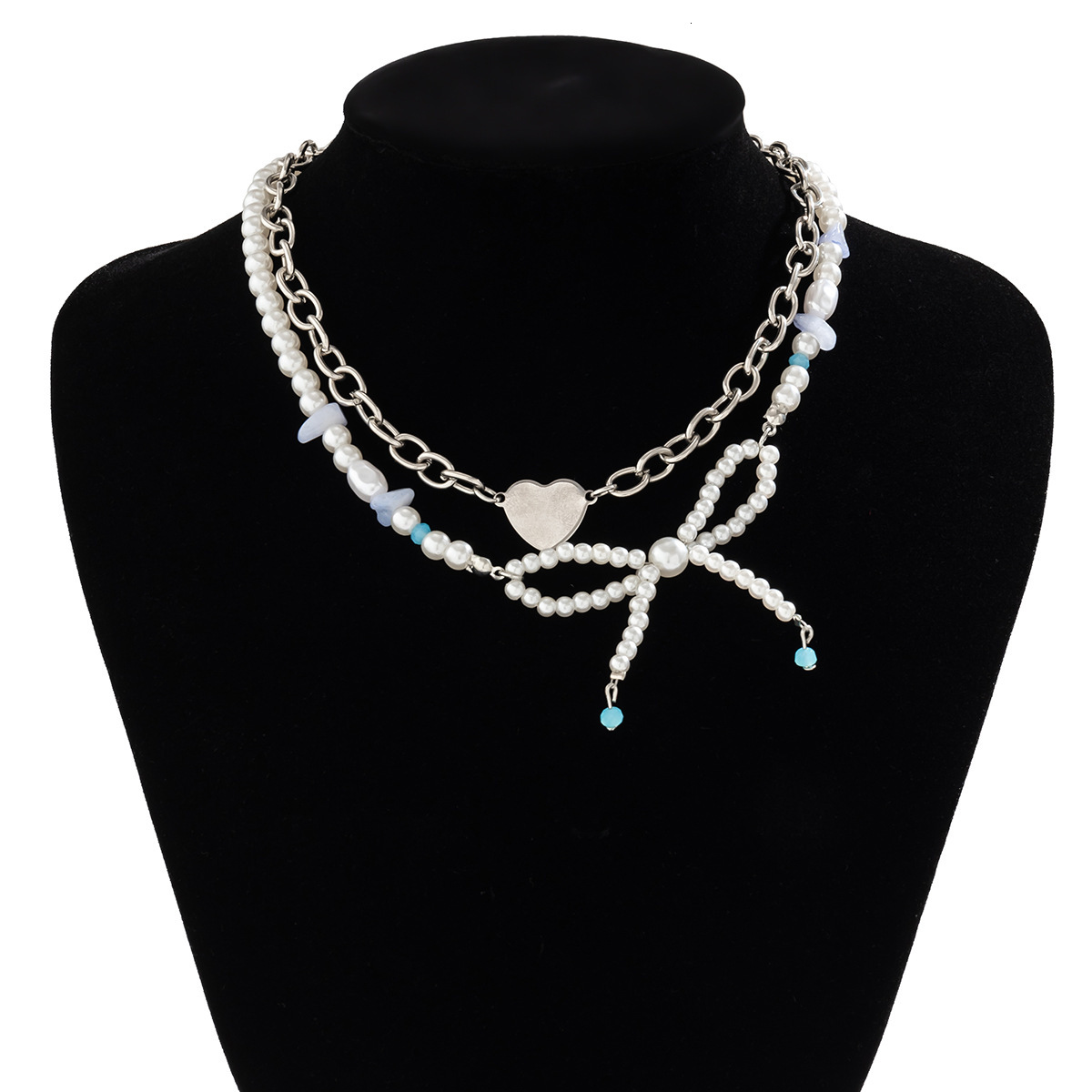 Woman fashion Bow accessories, small niche imitation pearl, love, sweet cool, spicy girl choker collar and necklace