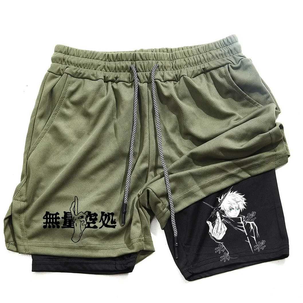 Anime Mens and Womens Sports Shorts Summer Sportswear Mens 2-in-1 Training Mens and Womens Fitness Sports ShortsXJ250213