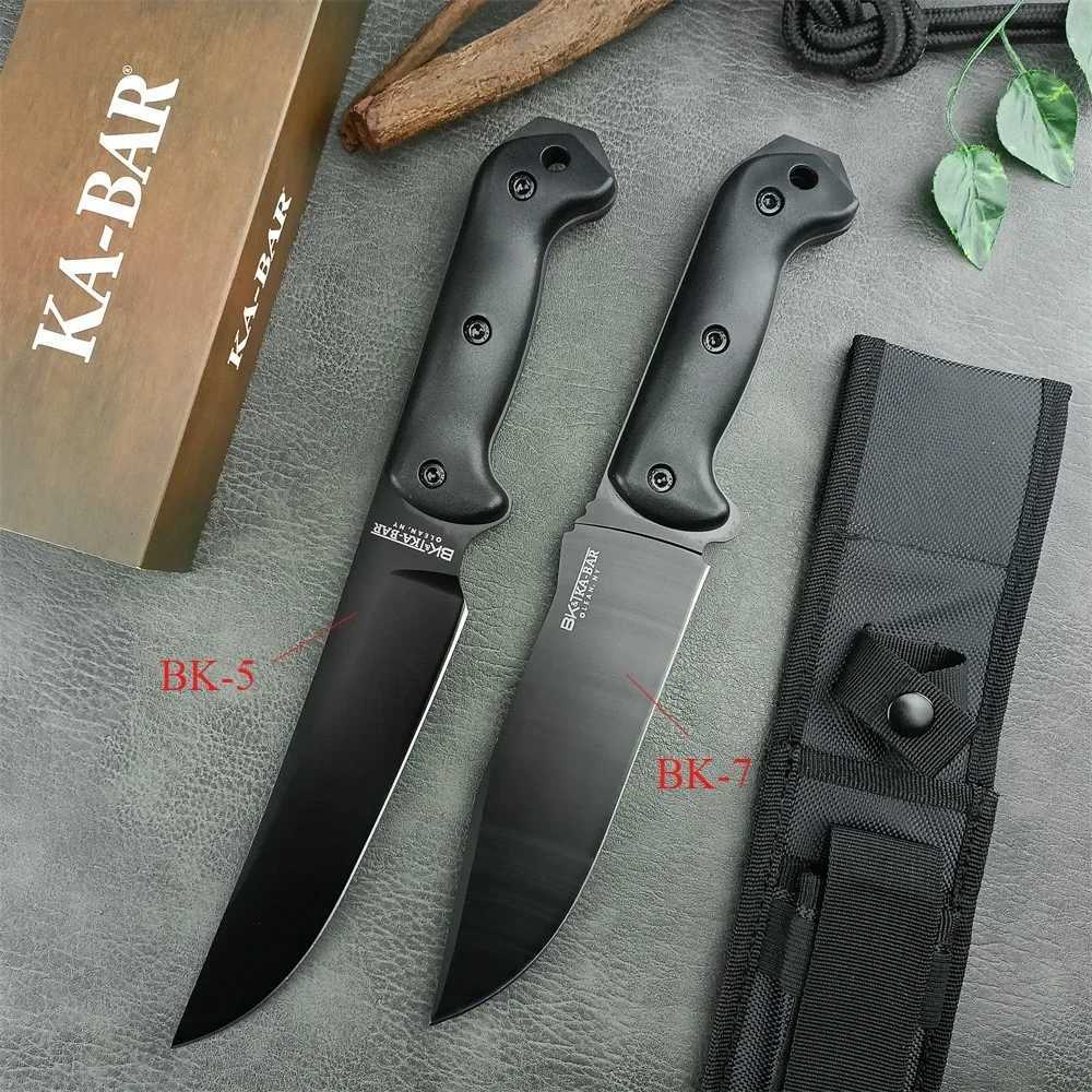 KA-BAR Becker Series Fixed Blade Knife - BK5 - BK7 - 8Cr13Mov Steel Blade - Tactical Combat Military Utility Survival Knives W250214