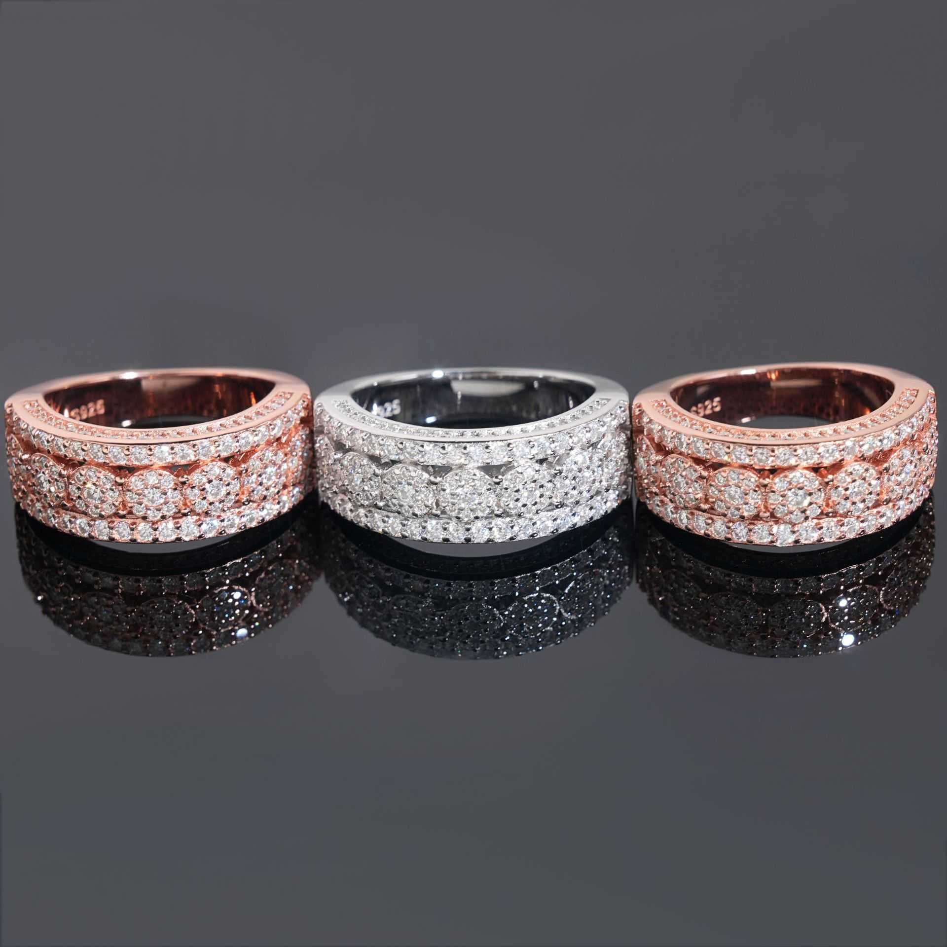 New S925 silver inlaid D-color vvs moissanite ring for men and women half circle ring