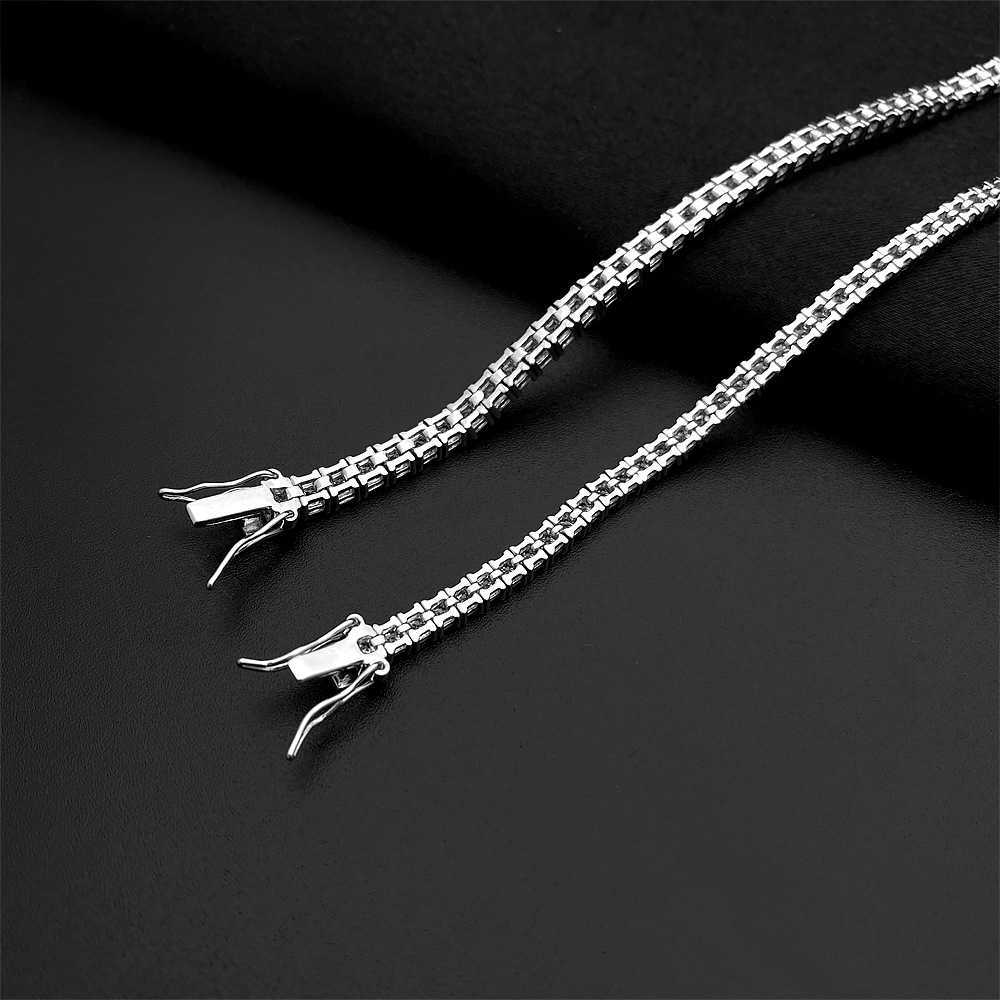 Jewelry D color Princess square 925 silver hip hop single row tennis chain Mo sang Stone Bracelet female tennis Chai