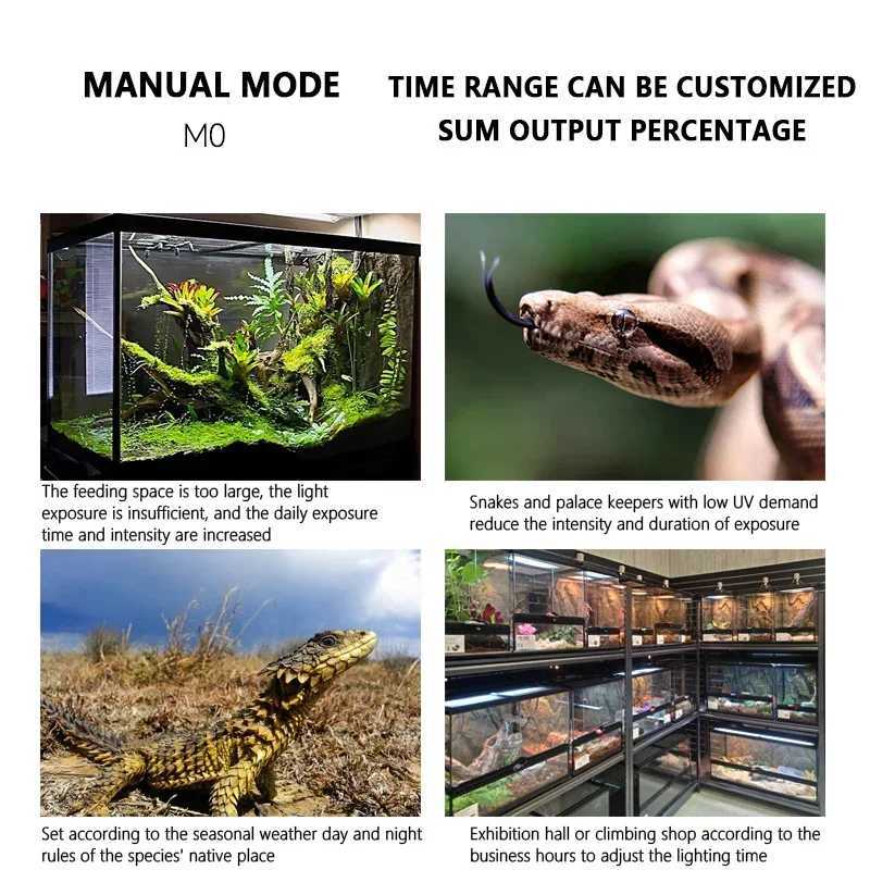 UVA+UVB Reptile Intelligent Spectrum LED Light Urtle Lizard Snake Reptiles Breeding Box Lighting Supplies Adjustable UVB Lights Z250214