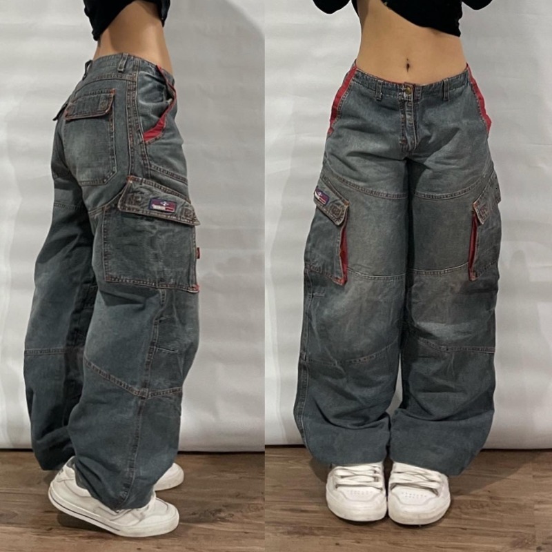 Streetwear Fashion New Multi-Pocket Washed Baggy Jeans Men And Women Hip-Hop Haruku Casual Gothic High Waist Wide Trouser