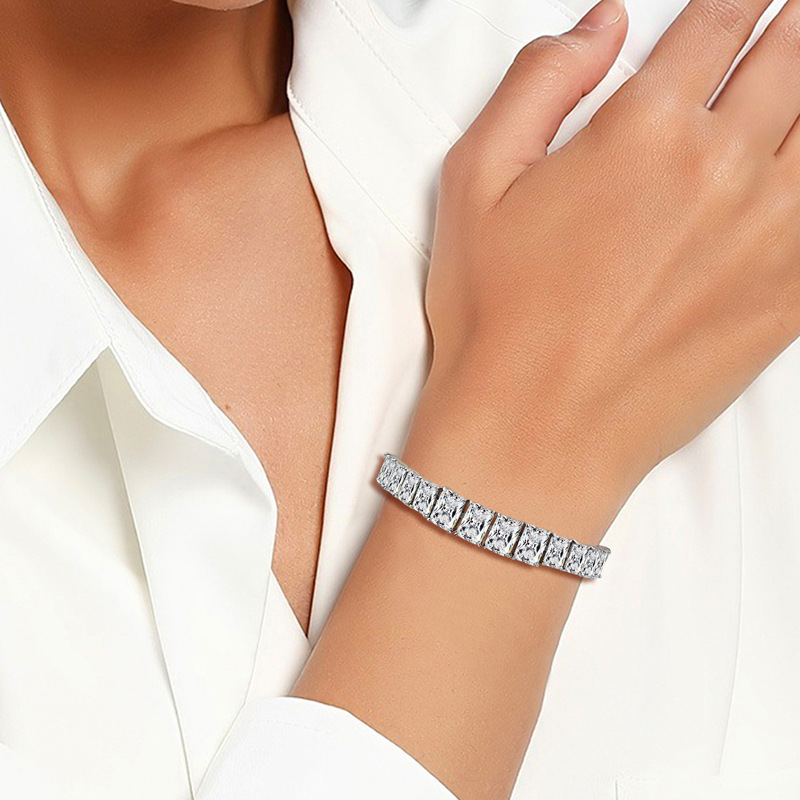 Choucong Brand Wedding Bracelet 18K White Gold Fill Princess Cut White Topaz CZ Diamond High Quality Elegant Lady Women Bangle For Lover Gift