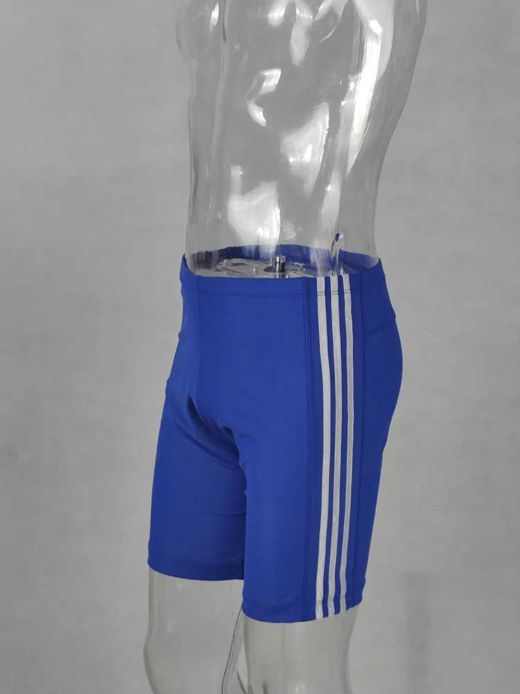 Private custom mens tight fitting low waist boxer black and white swimming trunk fast drying W250214