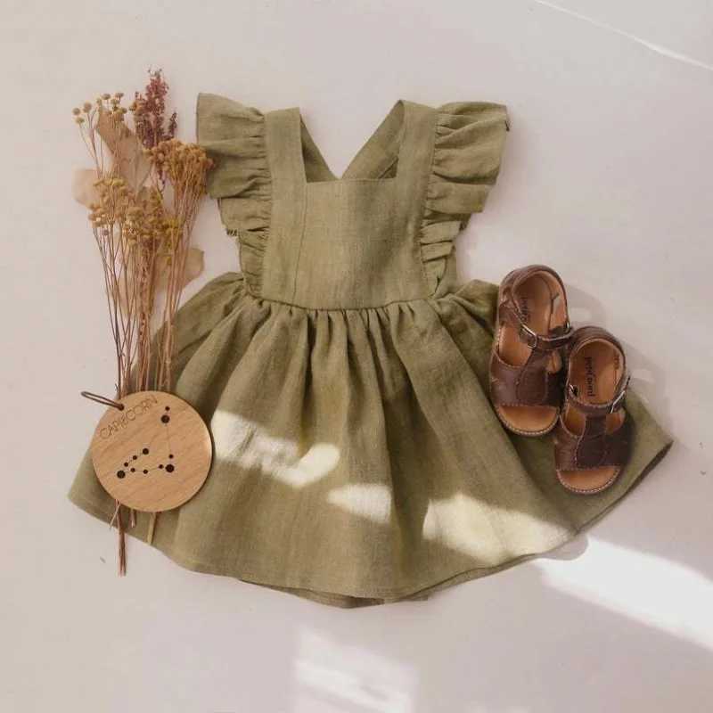 Summer Toddler Girl Dress 100% Cotton Ruffles Baby Dress Infant Dress Sister Clothes Z250214