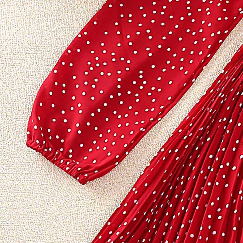 Laura Kors 2023 Winter New Girls Dress Long Sleeve O Neck Dot Sashes Red Girls Dress Vestido 8-12T Z250214