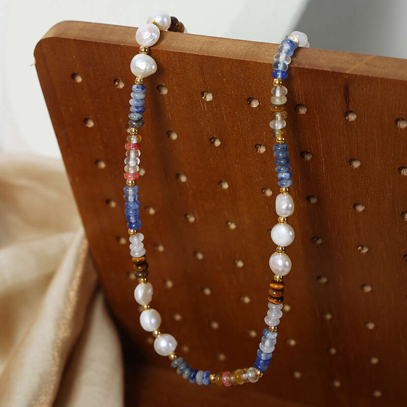 Bohemian style fashion personality simple accessories freshwater pearls abacus beads handmade bead titanium steel necklace