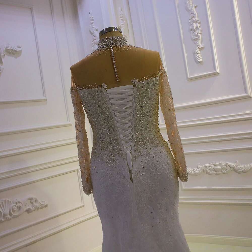 Custom High Neck Beading With Detachable Mermaid Wedding Dress