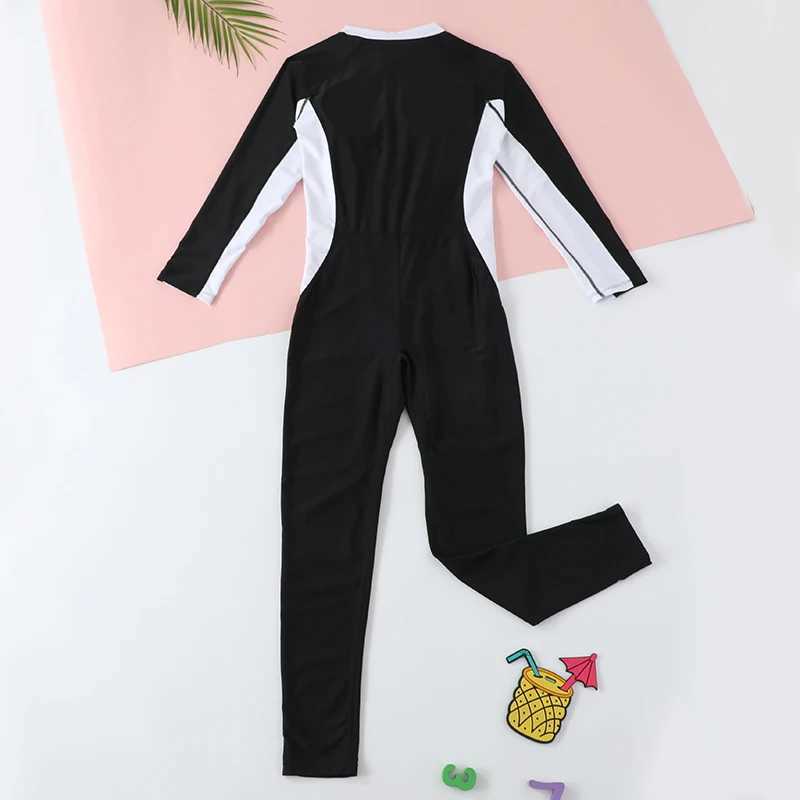 Girls Swimwear Rash Guard Bathing Suit One Piece Girl Fused Swimsuits Sports Teenagers Long Sleeves Wetsuit Beach Holiday Z250214