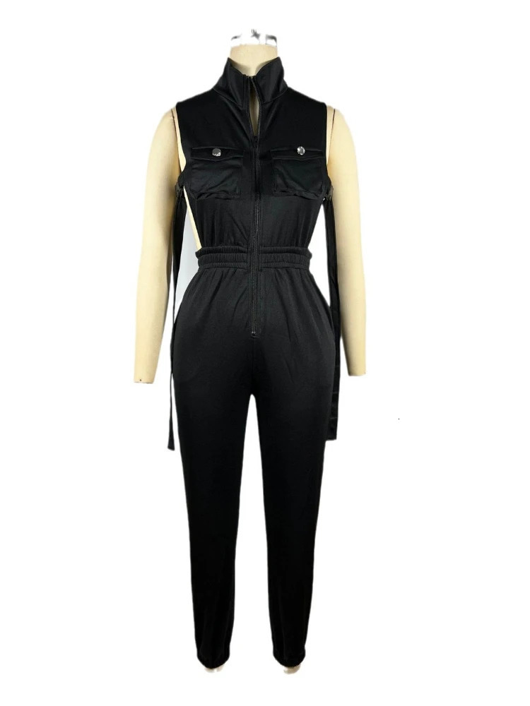 Leosoxs Women Single Breasted Pocket Front Buckle Open Side Active Jumpsuit Chic Fashion One Piece Suit Romper Playsuit 250213