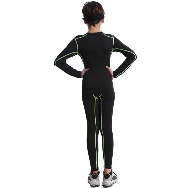 Kids Boy Sports Base Layer Compression 2 Pieces Set Quick Drying Thermal Underwear Running Suit Z250214