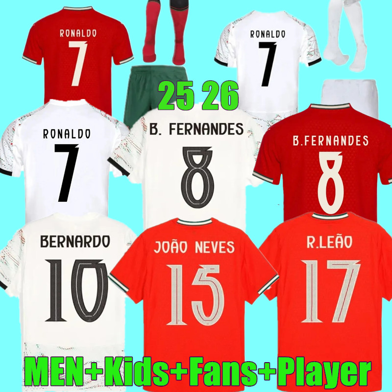 kids football kits Portugal National Team soccer Jerseys Ronaldo 25 26 CR7 Gonzalo Martinez Talisca Ghislain men Football shirt Shorts Kits