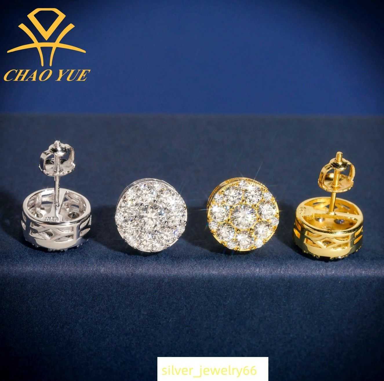 925 silver hot selling jewelry round full diamond earrings 4.0mm moissanite mens and womens hip-hop trendy earrings