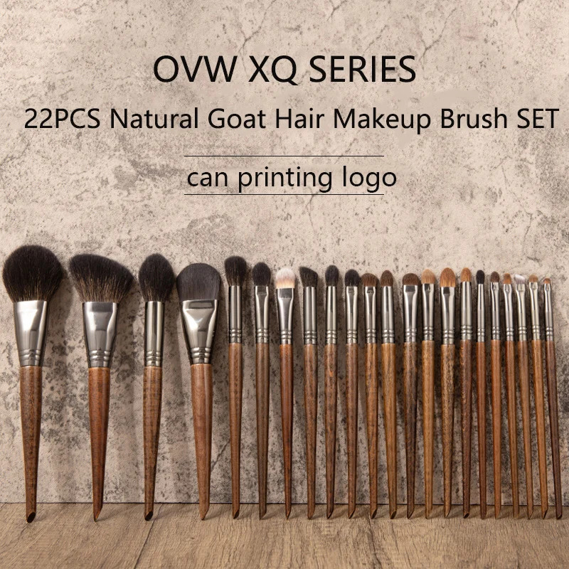 OVW Natural Goat Hair Makeup Brush Set Goat Hair Eyeshadow Foundation Blush Brush for Professional And Personal Use 250207