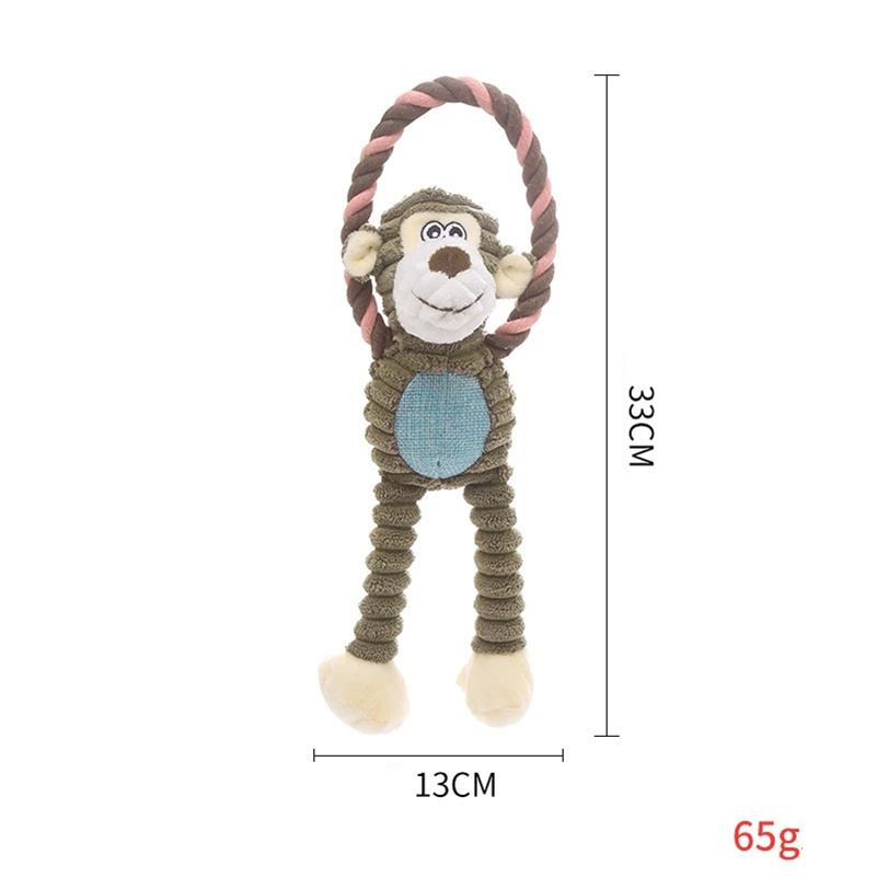 Fun Dog Toy Monkey Shape Corduroy Chew Toy For Dogs Puppy Squeaker Squeaky Plush Dog Toy Pet Training Pet Accessories Elephant