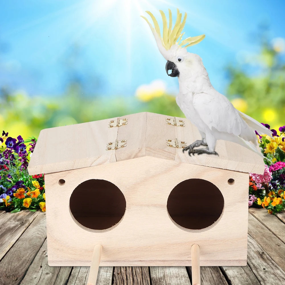 Bird House Bird Nests Wooden Bird House Wooden Pet Bird Nests House Breeding Box Cage Birdhouse Accessories for Parrots Swallows 250206
