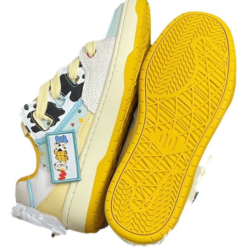 Small Crowd Color Contrast Skateboard Women China-chic Ins Style Thick Soled Versatile Bread Couple Sports Casual Shoes High Appearance